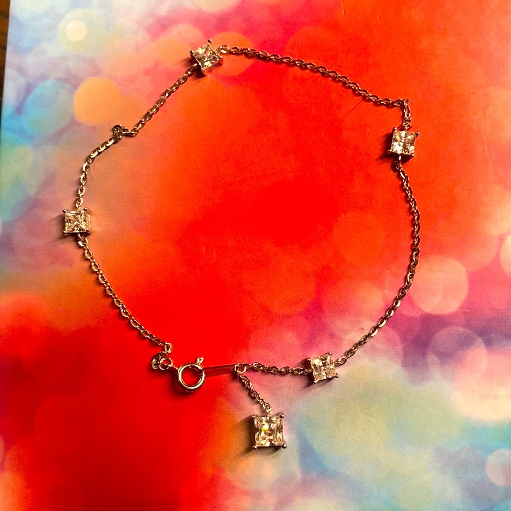 CZ 925 sterling anklet - Picture 3 of 3